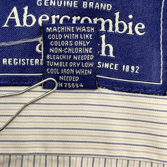 Abercrombie Fitch Shirt Mens Small White Stripe Button Muscle Y2K Moose Preppy - Picture 9 of 10